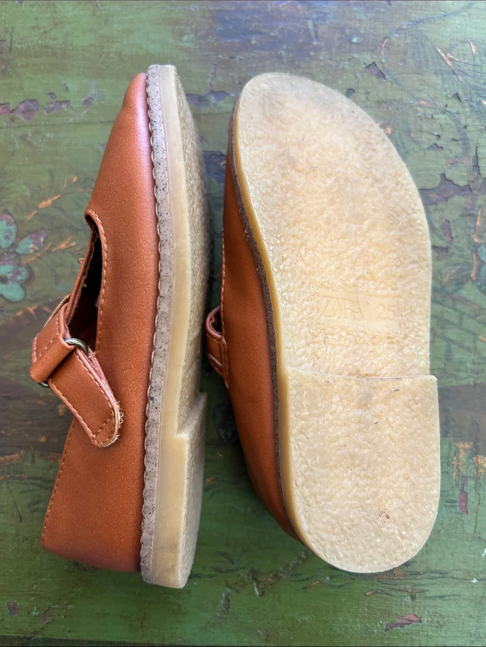 Zara Kids Tan T-Strap Mary Jane Shoes